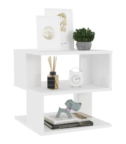 Bijzettafel 40x40x40 cm bewerkt hout wit