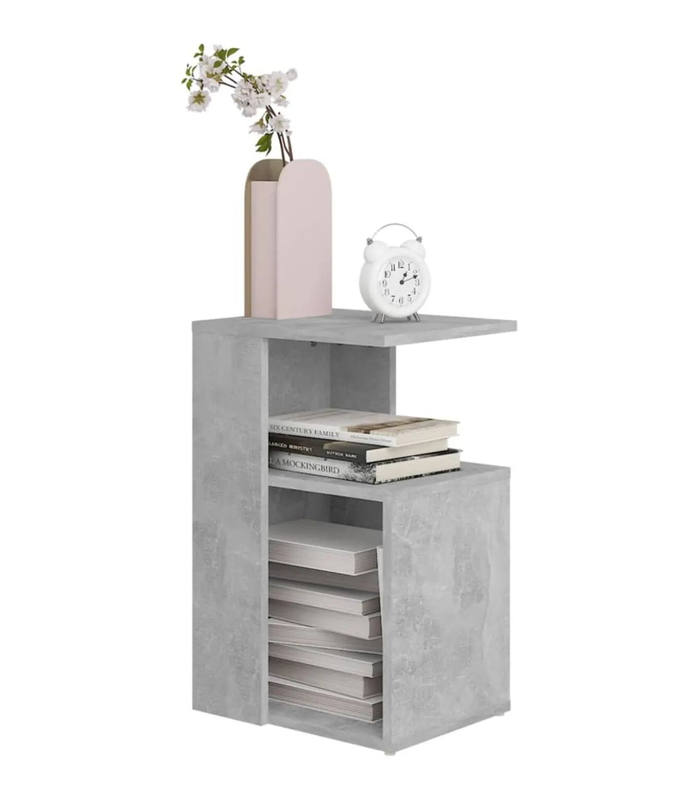 Bijzettafel 36x30x56 cm bewerkt hout betongrijs