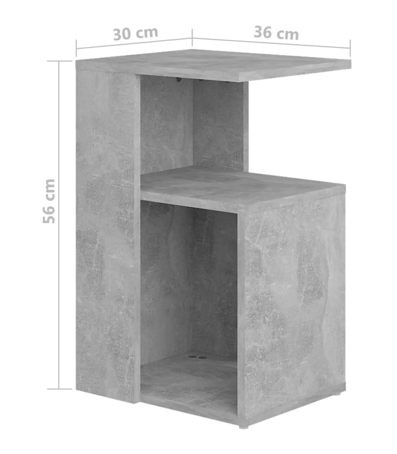 Bijzettafel 36x30x56 cm bewerkt hout betongrijs