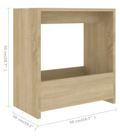 Bijzettafel 50x26x50 cm bewerkt hout sonoma eikenkleurig