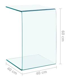 Bijzettafel 40x40x60 cm gehard glas