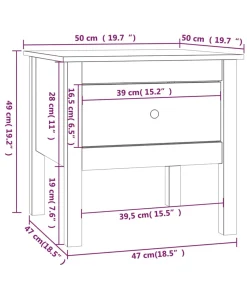 Bijzettafel 50x50x49 cm massief grenenhout