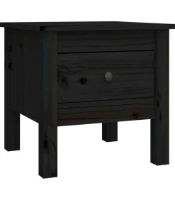 Bijzettafel 40x40x39 cm massief grenenhout zwart