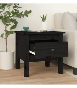 Bijzettafel 40x40x39 cm massief grenenhout zwart