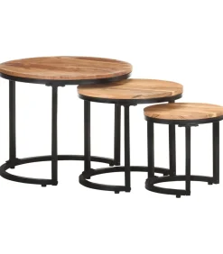 Bijzettafels 3 st massief acaciahout