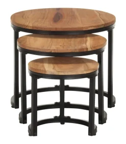 Bijzettafels 3 st massief acaciahout