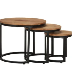 Bijzettafels 3 st massief acaciahout