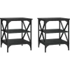 Bijzettafels 2 st 40x42x50 cm bewerkt hout zwart