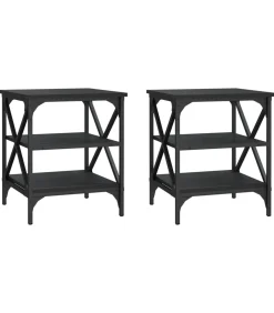 Bijzettafels 2 st 40x42x50 cm bewerkt hout zwart
