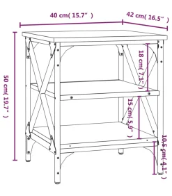 Bijzettafels 2 st 40x42x50 cm bewerkt hout zwart