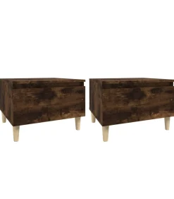 Bijzettafels 2 st 50x46x35 cm bewerkt hout gerookt eikenkleurig