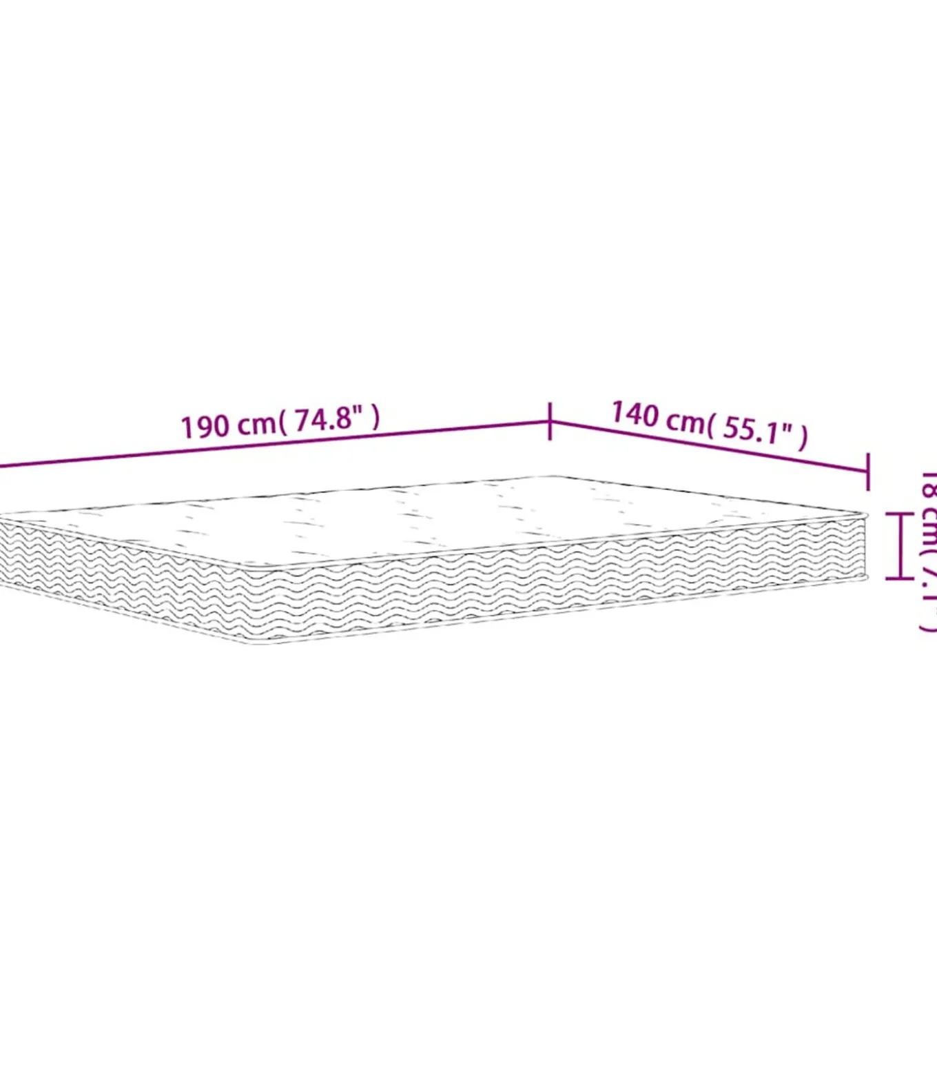 Binnenveringmatras middelhard 140x190 cm