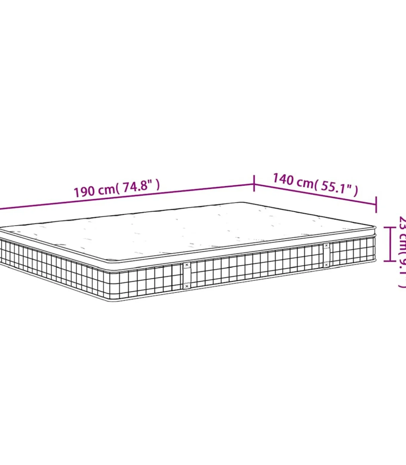 Binnenveringmatras middelhard 140x190 cm