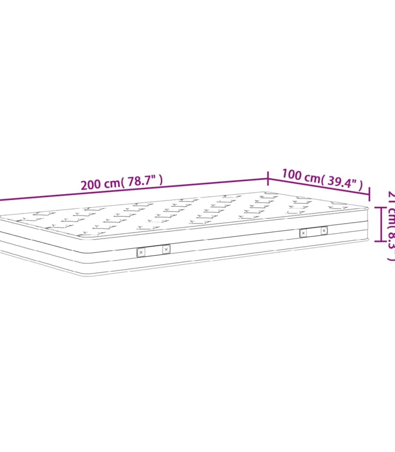 Binnenveringmatras middelhard 100x200 cm
