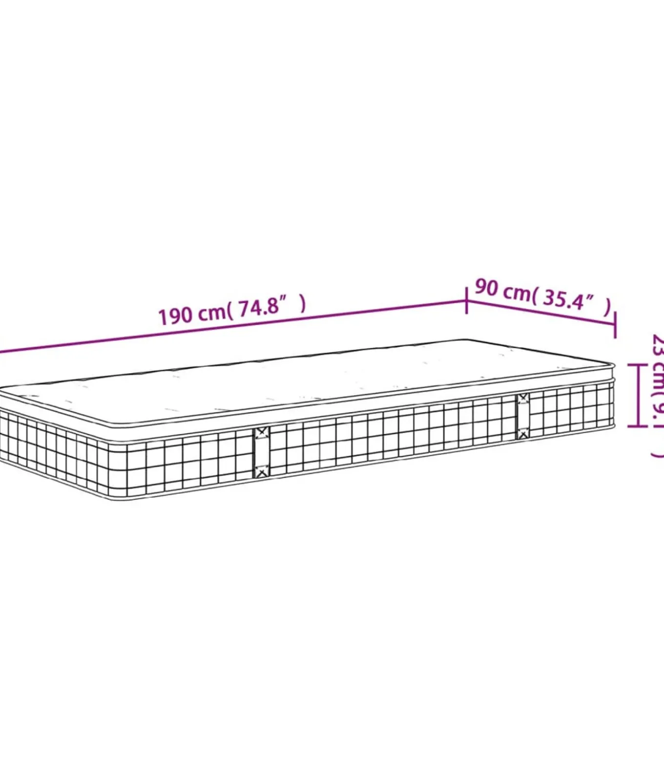 Binnenveringmatras middelhard 90x190 cm Single Size