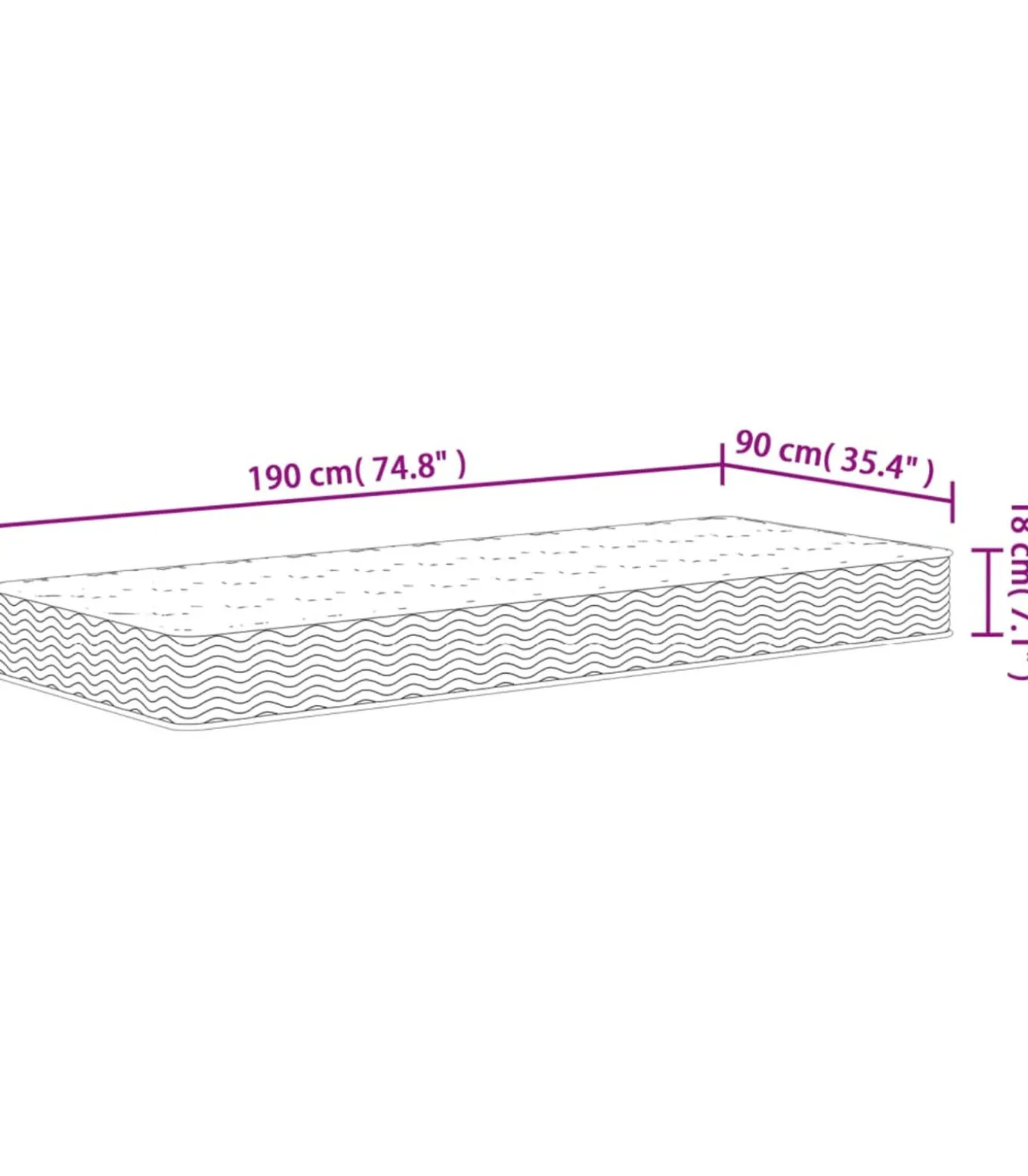 Binnenveringmatras middelhard 90x190 cm Single Size