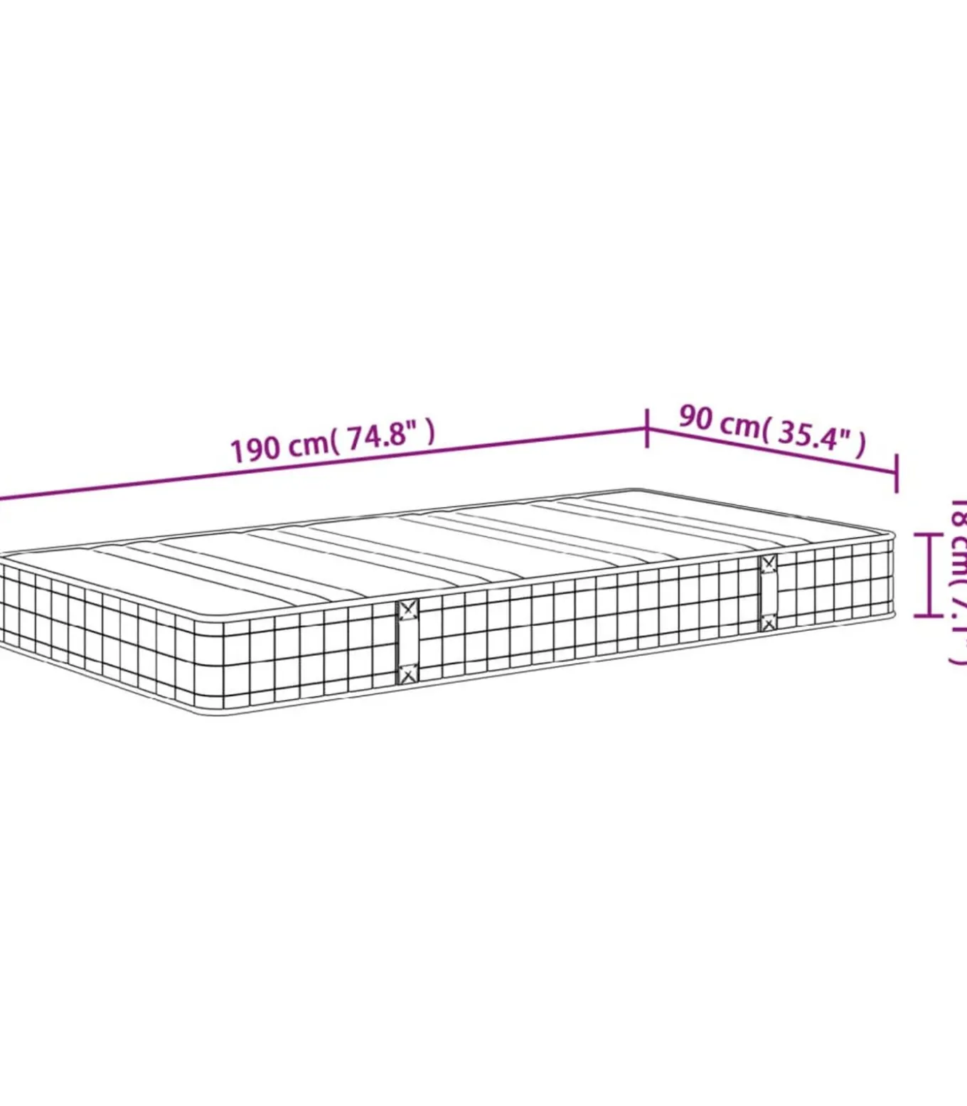 Binnenveringmatras middelhard 90x190 cm Single Size