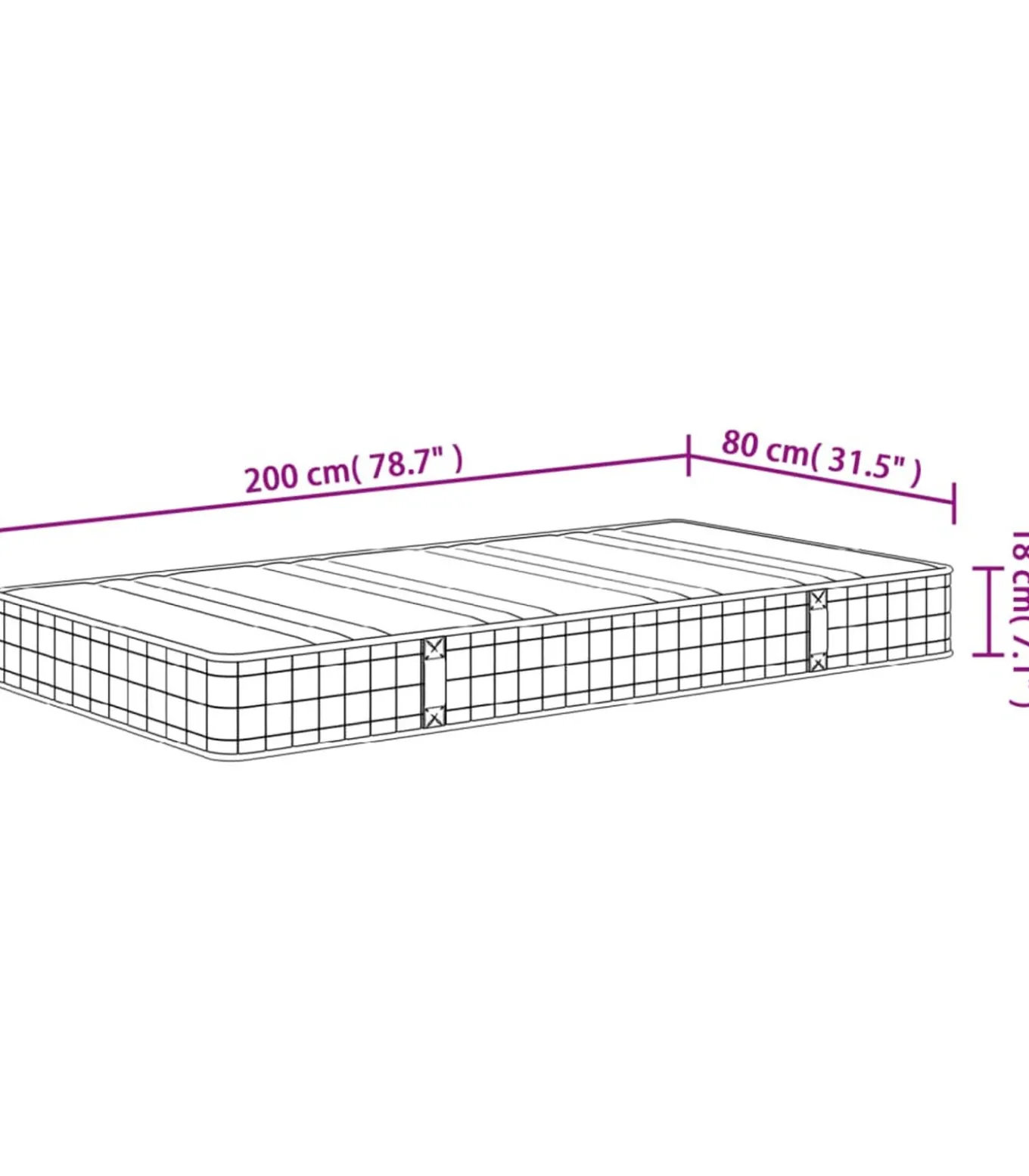 Binnenveringmatras middelhard 80x200 cm