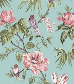 Birds & Blooms Blauw 10mx52cm