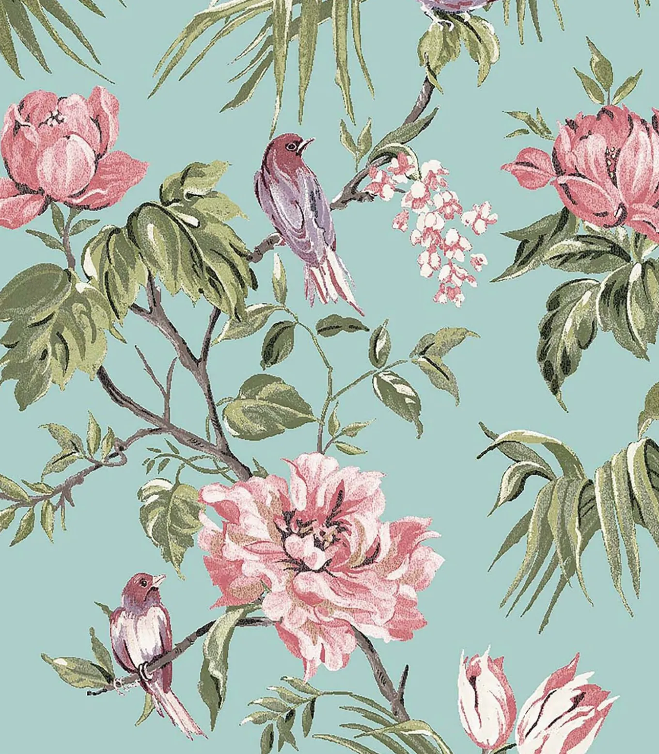 Birds & Blooms Blauw 10mx52cm