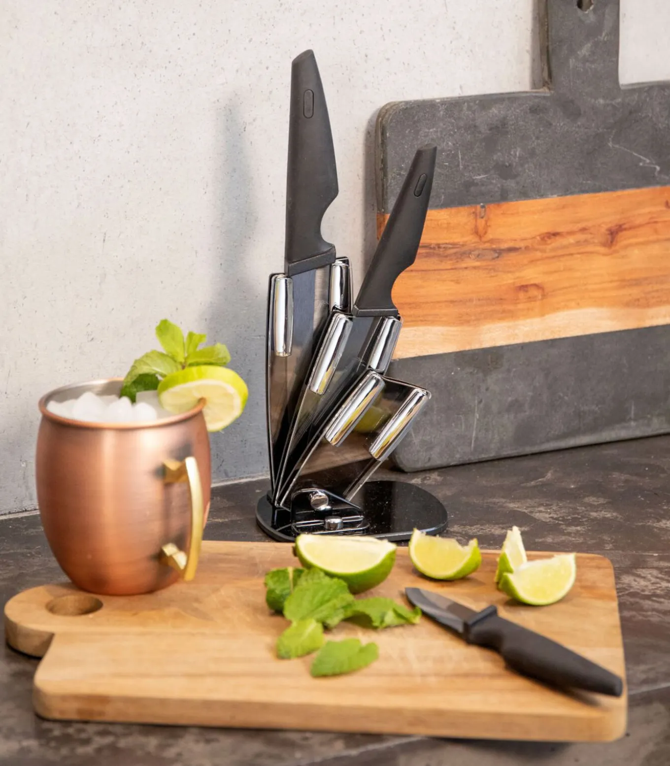 Blok met 3 keramische messen met houder