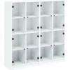Boekenkast met deuren 136x37x142 cm bewerkt hout wit