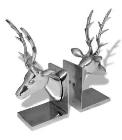 Boekensteunen herten 2 stuks aluminium zilver