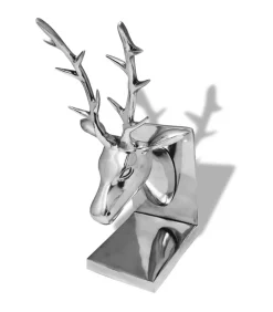 Boekensteunen herten 2 stuks aluminium zilver