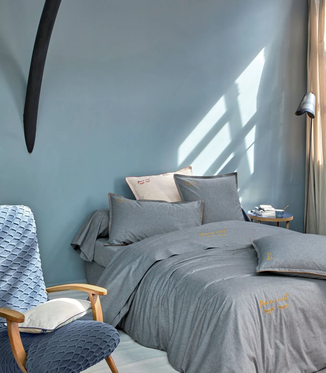 BONNE NUIT Indigo - Laken Gerecycled draad