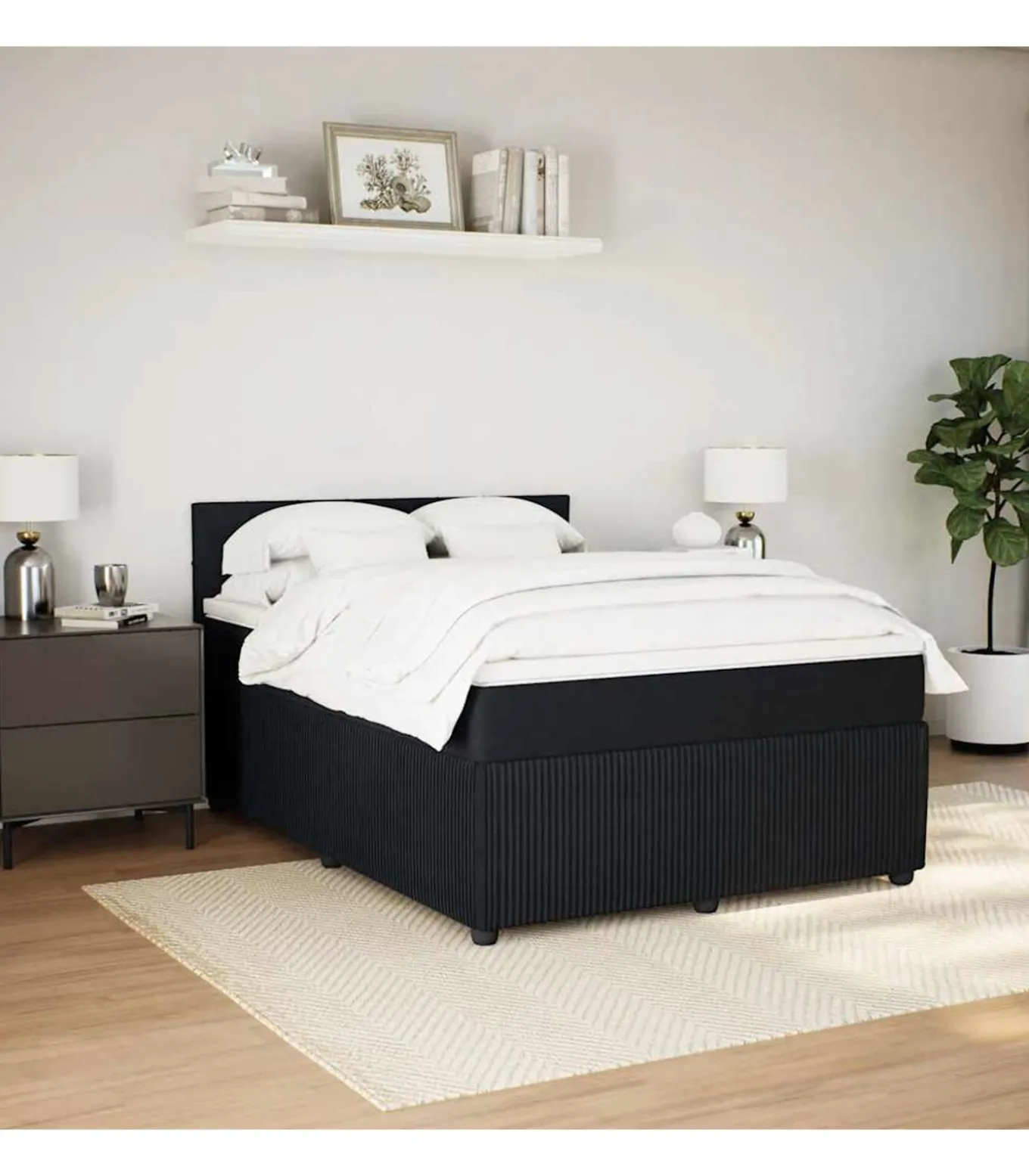 Boxspring met matras fluweel zwart 140x200 cm