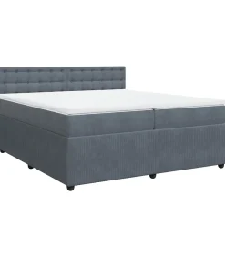 Boxspring met matras fluweel donkergrijs 200x200 cm