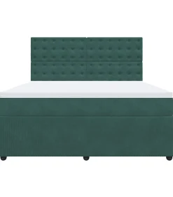 Boxspring met matras fluweel donkergroen 180x200 cm
