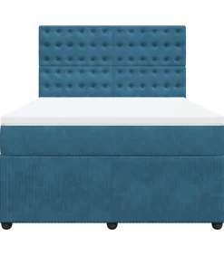 Boxspring met matras fluweel donkerblauw 160x200 cm