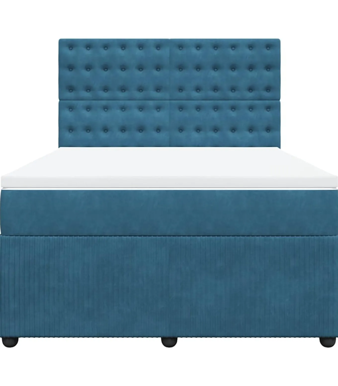 Boxspring met matras fluweel donkerblauw 160x200 cm
