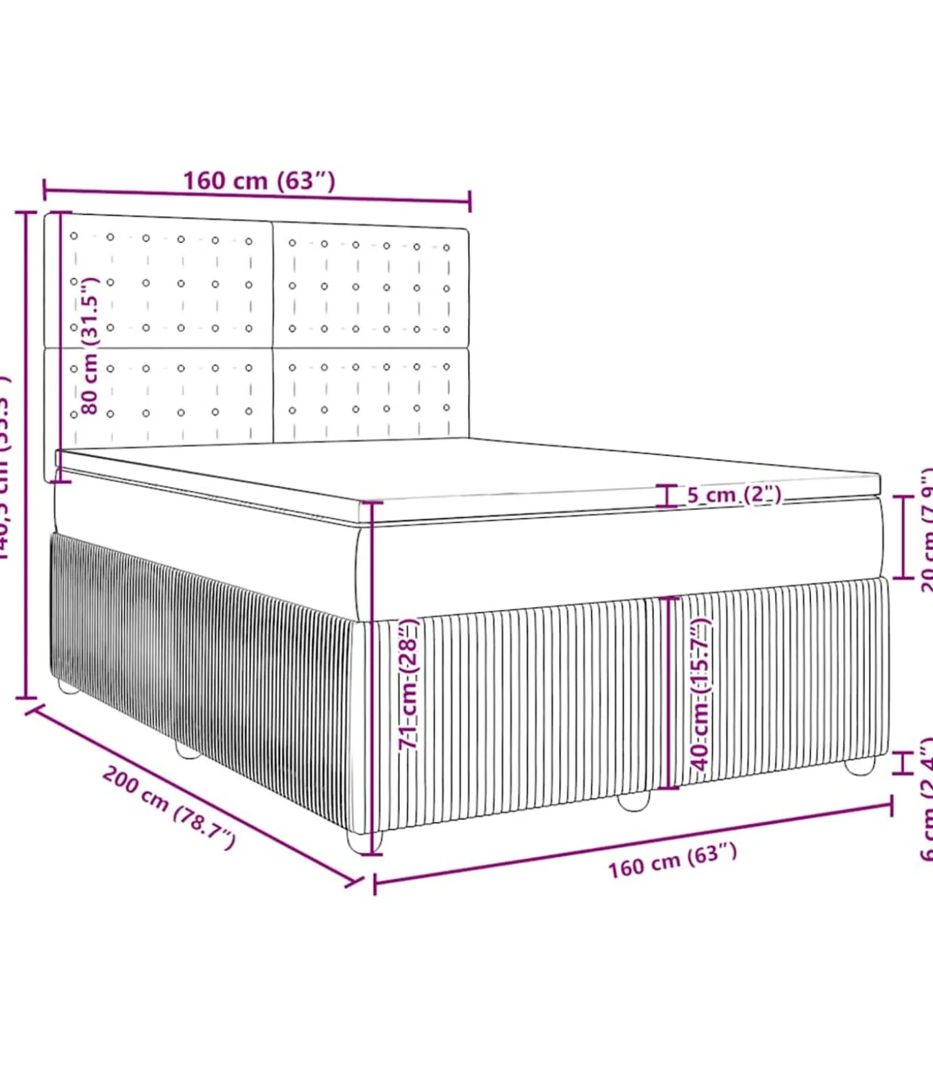 Boxspring met matras fluweel donkerblauw 160x200 cm