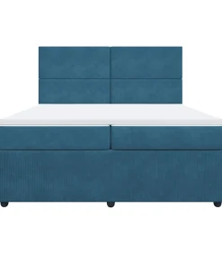 Boxspring met matras fluweel donkerblauw 200x200 cm