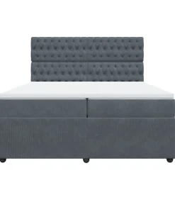 Boxspring met matras fluweel donkergrijs 200x200 cm