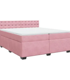 Boxspring met matras fluweel roze 200x200 cm