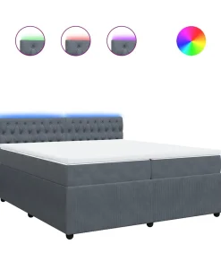 Boxspring met matras fluweel donkergrijs 200x200 cm