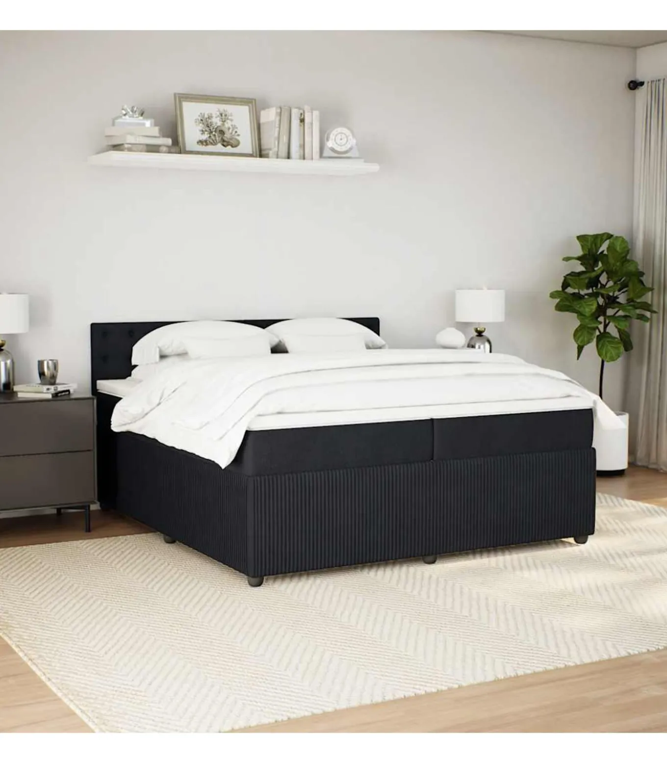 Boxspring met matras fluweel zwart 200x200 cm