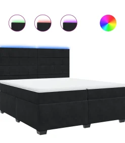 Boxspring met matras fluweel zwart 200x200 cm