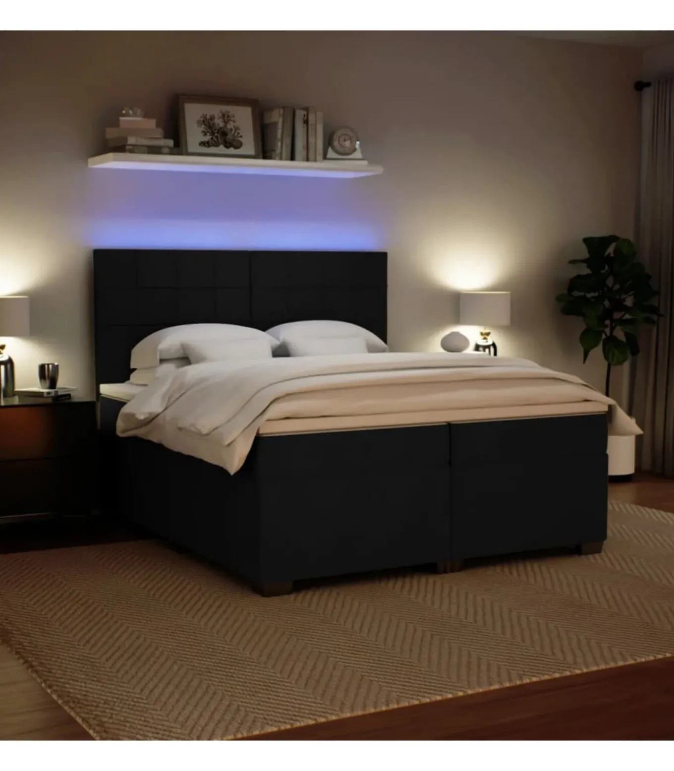 Boxspring met matras fluweel zwart 200x200 cm