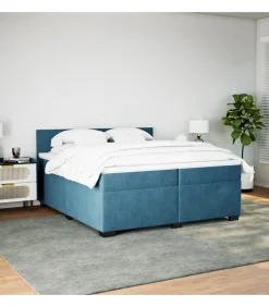 Boxspring met matras fluweel donkerblauw 200x200 cm