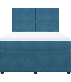 Boxspring met matras fluweel donkerblauw 160x200 cm