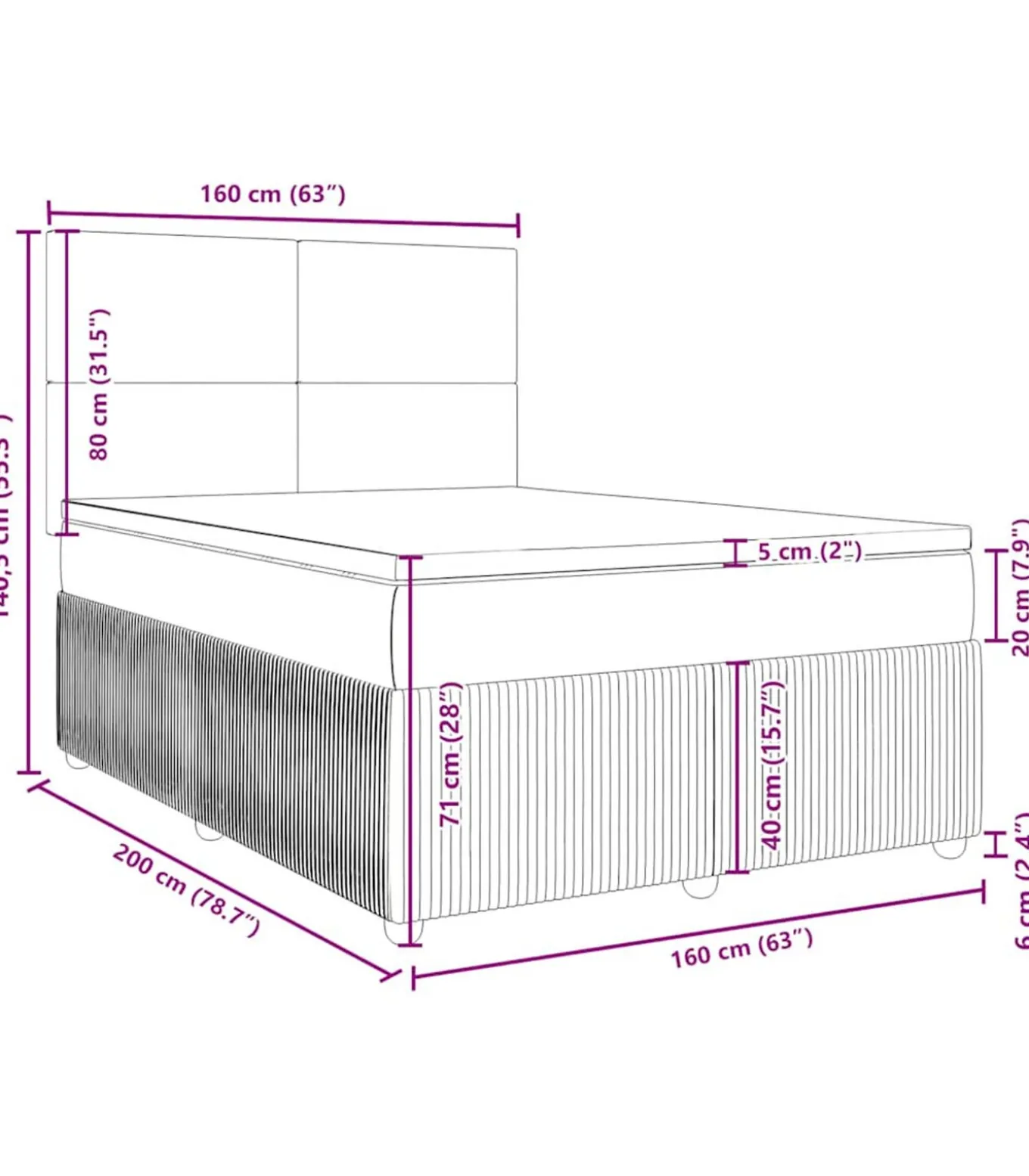 Boxspring met matras fluweel donkerblauw 160x200 cm