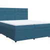 Boxspring met matras fluweel donkerblauw 200x200 cm