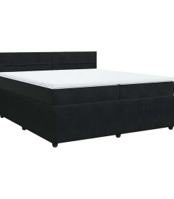 Boxspring met matras fluweel zwart 200x200 cm