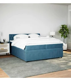 Boxspring met matras fluweel blauw 200x200 cm