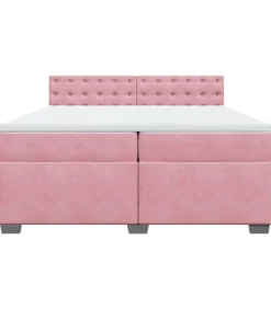 Boxspring met matras fluweel roze 200x200 cm