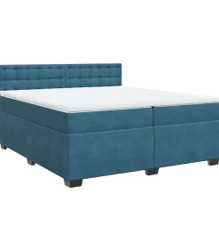 Boxspring met matras fluweel blauw 200x200 cm